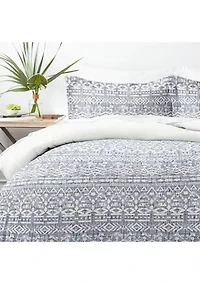 Premium Ultra Soft Modern Rustic Pattern 3 Piece Reversible Duvet Cover Set
