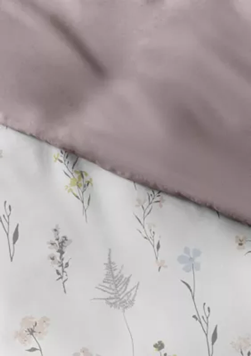 Premium Ultra Soft Wild Flower Pattern 3 Piece Reversible Duvet Cover Set