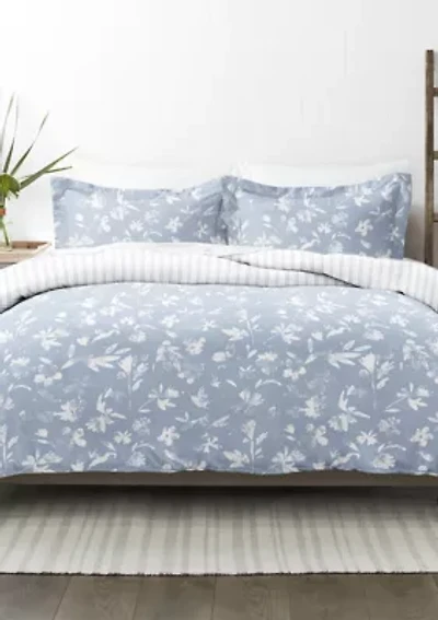 Premium Ultra Soft Country Home Pattern 3 Piece Reversible Duvet Cover Set