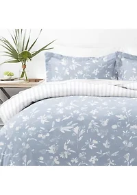 Premium Ultra Soft Country Home Pattern 3 Piece Reversible Duvet Cover Set