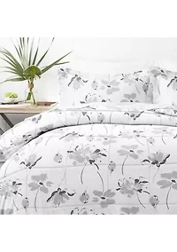 Premium Down Alternative Magnolia Grey Patterned Comforter Set
