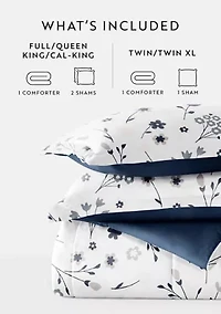 Reversible  Patterned Forget Me Not Ultra Soft Microfiber Down-Alternative Comforter Set
