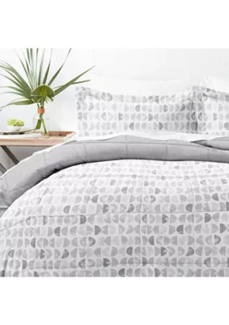 Comforter Set Patterned Reversible Microfiber All Season Down-Alternative Ultra Soft Bedding Moonlight Stars