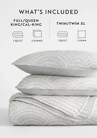 Ultra Soft Microfiber Reversible Scallop All Season Quilt Set with Shams