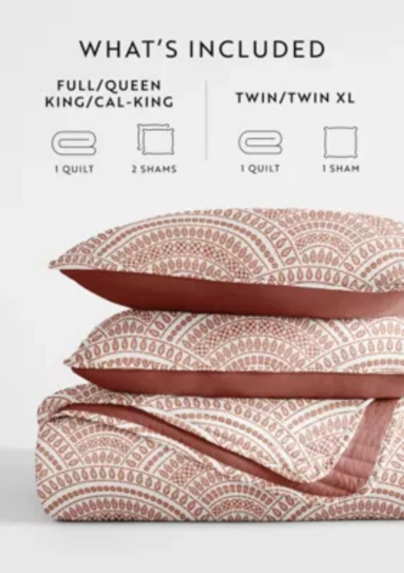 Ultra Soft Microfiber Reversible Scallop All Season Quilt Set with Shams