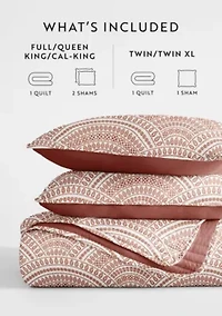 Ultra Soft Microfiber Reversible Scallop All Season Quilt Set with Shams