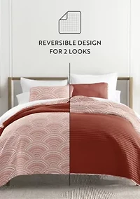 Ultra Soft Microfiber Reversible Scallop All Season Quilt Set with Shams