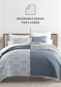 Ultra Soft Microfiber Reversible Scallop All Season Quilt Set with Shams