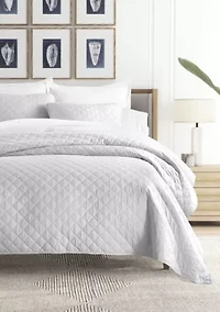 Ultra Soft Microfiber Diamond Stitch All Season Quilt Coverlet Set with Shams