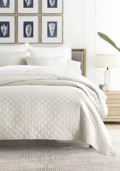 Ultra Soft Microfiber Diamond Stitch All Season Quilt Coverlet Set with Shams