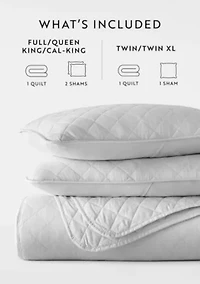 Ultra Soft Microfiber Diamond Stitch All Season Quilt Coverlet Set with Shams