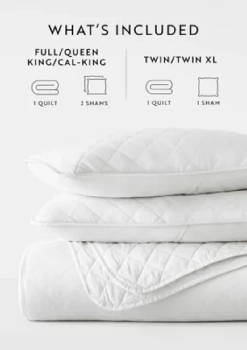 Ultra Soft Microfiber Diamond Stitch All Season Quilt Coverlet Set with Shams