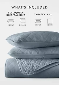 Ultra Soft Microfiber Diamond Stitch All Season Quilt Coverlet Set with Shams