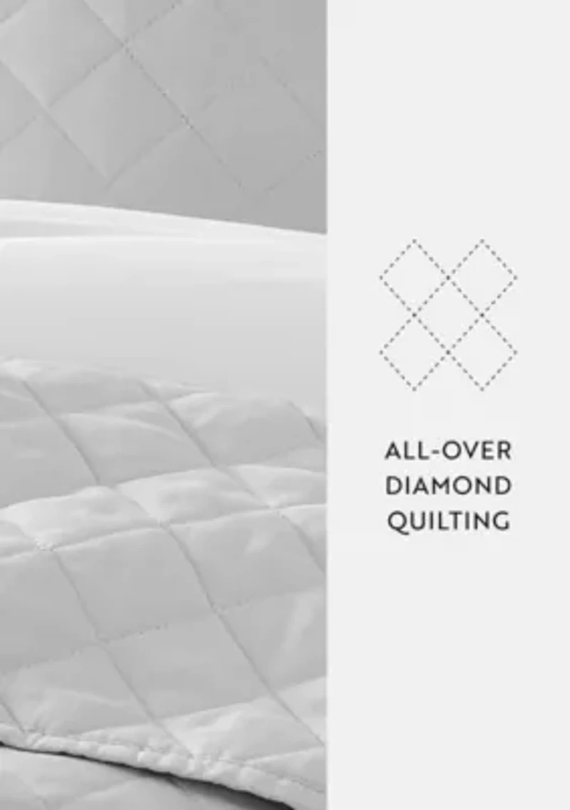 Ultra Soft Microfiber Diamond Stitch All Season Quilt Coverlet Set with Shams