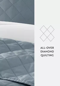 Ultra Soft Microfiber Diamond Stitch All Season Quilt Coverlet Set with Shams