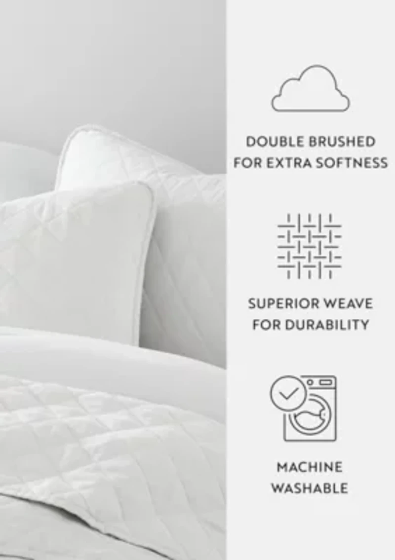 Ultra Soft Microfiber Diamond Stitch All Season Quilt Coverlet Set with Shams