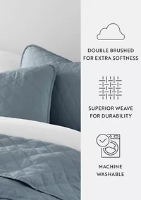 Ultra Soft Microfiber Diamond Stitch All Season Quilt Coverlet Set with Shams