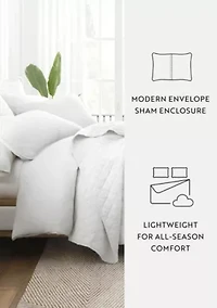 Ultra Soft Microfiber Diamond Stitch All Season Quilt Coverlet Set with Shams