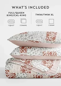 Ultra Soft Microfiber Reversible Scrolled Patchwork All Season Quilt Set with Shams