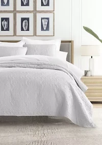 Ultra Soft Microfiber Floral Stitch All Season Quilt Coverlet Set with Shams