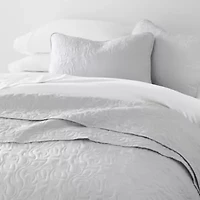 Ultra Soft Microfiber Floral Stitch All Season Quilt Coverlet Set with Shams