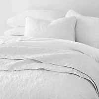 Ultra Soft Microfiber Floral Stitch All Season Quilt Coverlet Set with Shams