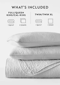 Ultra Soft Microfiber Floral Stitch All Season Quilt Coverlet Set with Shams