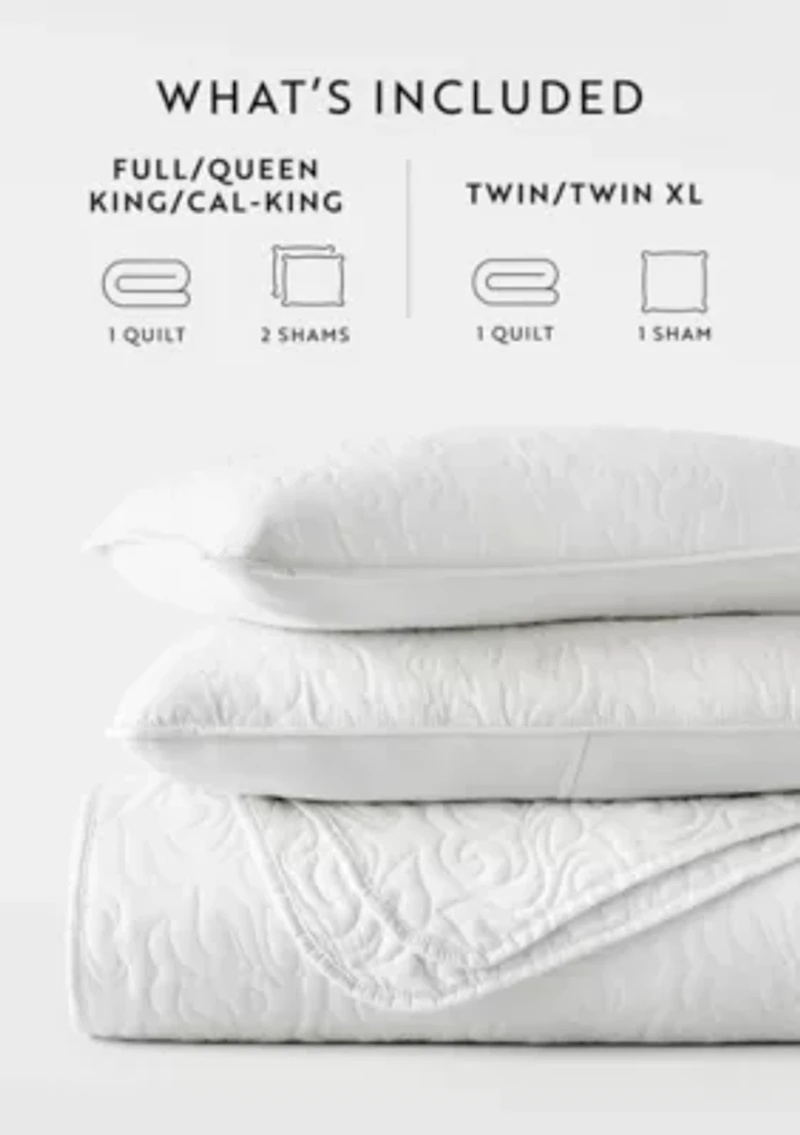 Ultra Soft Microfiber Floral Stitch All Season Quilt Coverlet Set with Shams