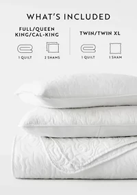 Ultra Soft Microfiber Floral Stitch All Season Quilt Coverlet Set with Shams