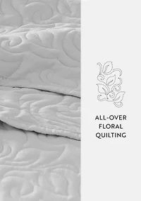 Ultra Soft Microfiber Floral Stitch All Season Quilt Coverlet Set with Shams