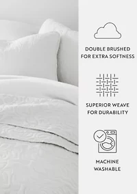 Ultra Soft Microfiber Floral Stitch All Season Quilt Coverlet Set with Shams