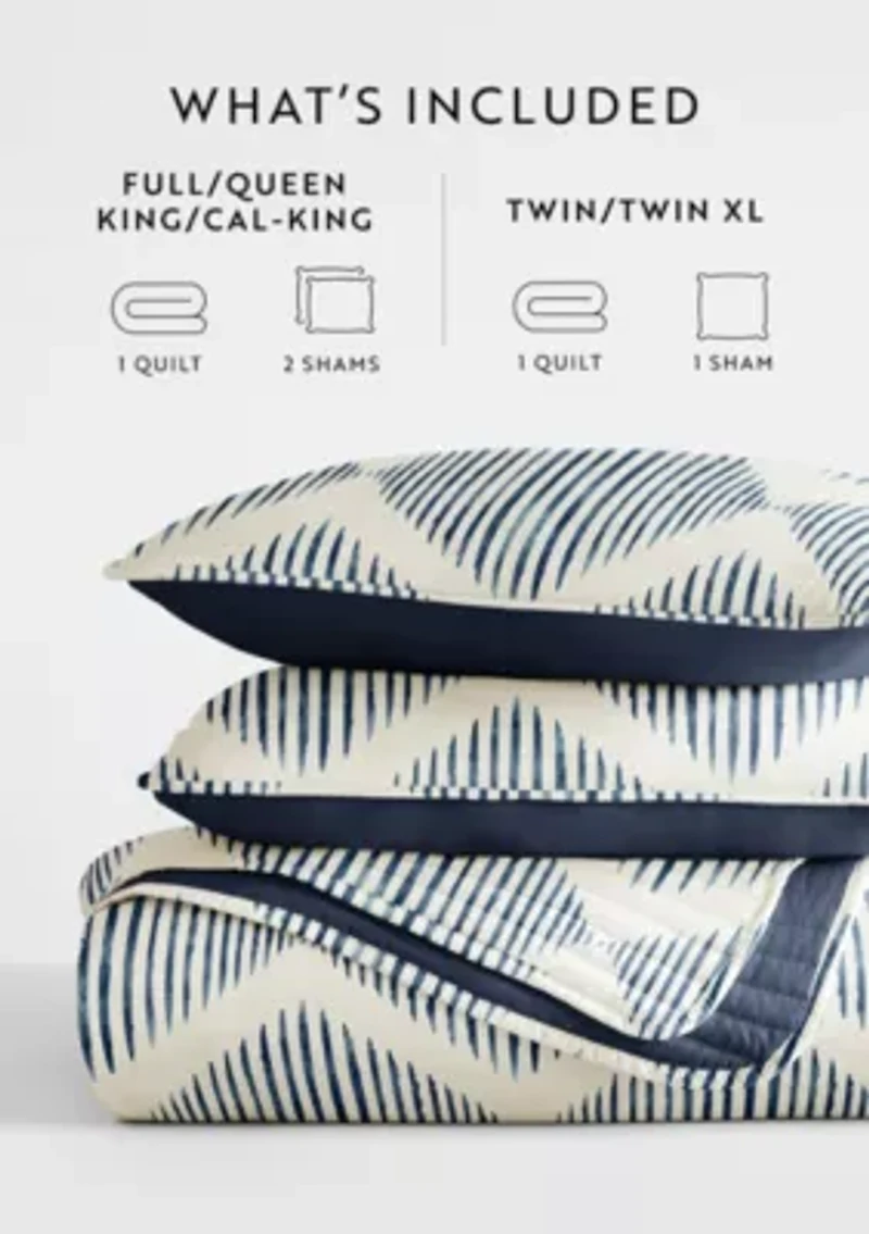 Ultra Soft Microfiber Reversible Distressed Diamond All Season Quilt Set with Shams