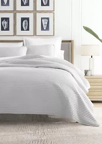 Ultra Soft Microfiber Stripe Stitch All Season Quilt Coverlet Set with Shams