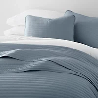 Ultra Soft Microfiber Stripe Stitch All Season Quilt Coverlet Set with Shams