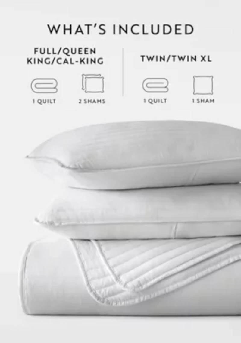 Ultra Soft Microfiber Stripe Stitch All Season Quilt Coverlet Set with Shams