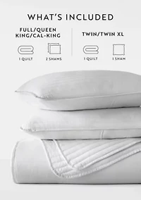 Ultra Soft Microfiber Stripe Stitch All Season Quilt Coverlet Set with Shams