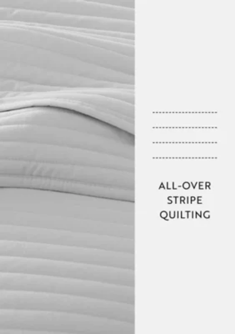 Ultra Soft Microfiber Stripe Stitch All Season Quilt Coverlet Set with Shams