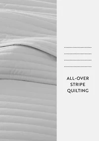 Ultra Soft Microfiber Stripe Stitch All Season Quilt Coverlet Set with Shams