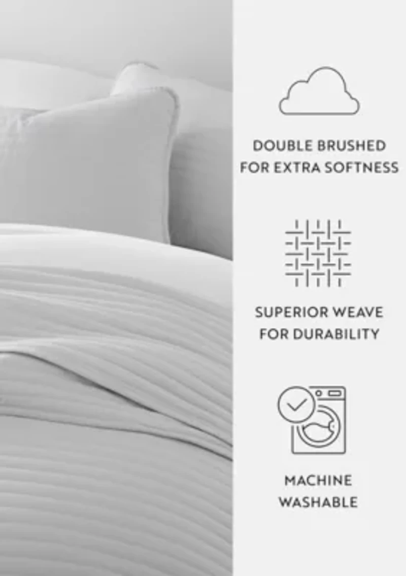 Ultra Soft Microfiber Stripe Stitch All Season Quilt Coverlet Set with Shams