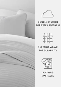 Ultra Soft Microfiber Stripe Stitch All Season Quilt Coverlet Set with Shams