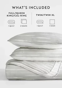 Ultra Soft Microfiber Reversible Horizon Lines All Season Quilt Set with Shams