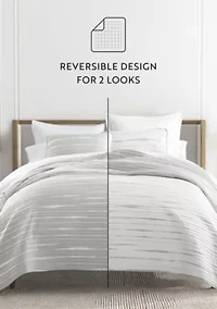 Ultra Soft Microfiber Reversible Horizon Lines All Season Quilt Set with Shams