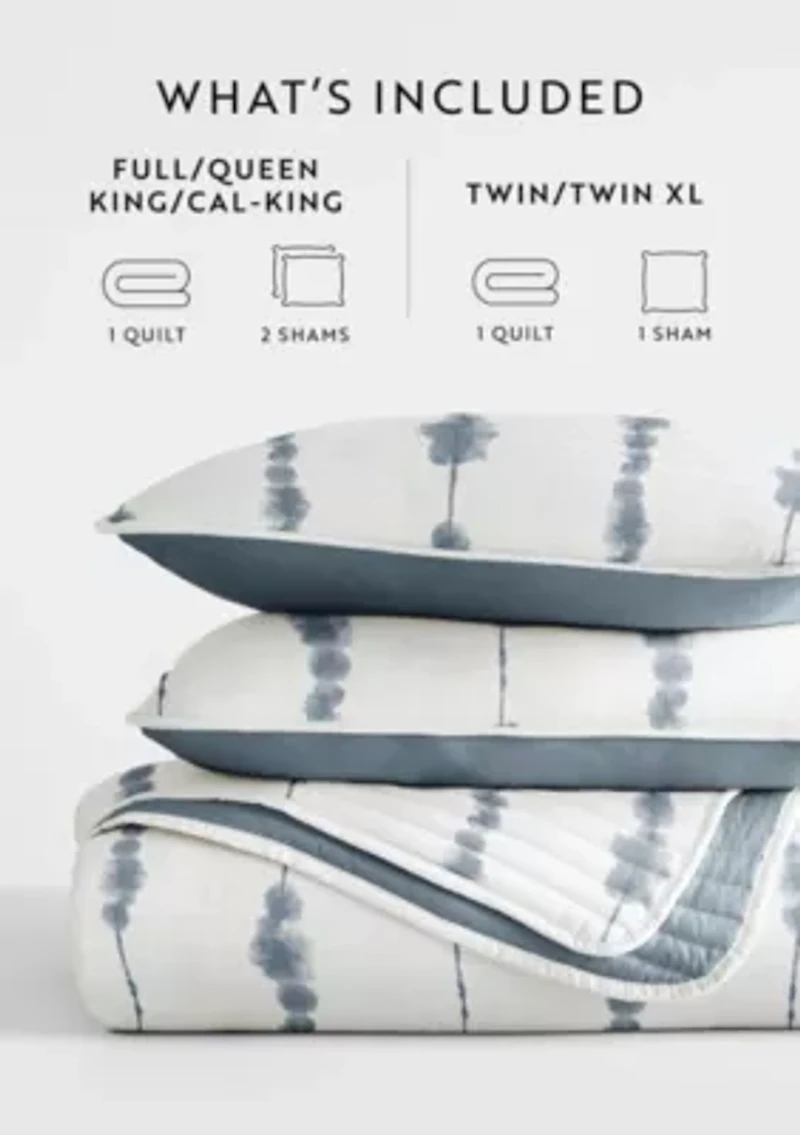 Ultra Soft Microfiber Reversible Shibori All Season Quilt Set with Shams