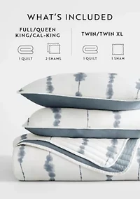 Ultra Soft Microfiber Reversible Shibori All Season Quilt Set with Shams