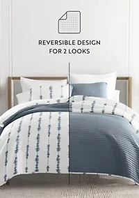 Ultra Soft Microfiber Reversible Shibori All Season Quilt Set with Shams