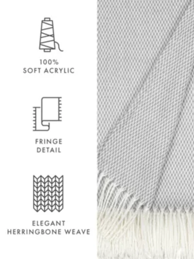 Dusk Blue Herringbone Throw Blanket