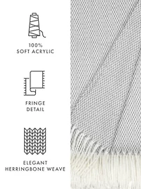 Dusk Blue Herringbone Throw Blanket