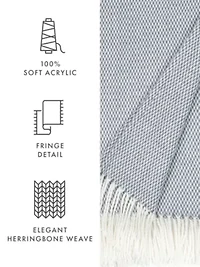 Dusk Blue Herringbone Throw Blanket
