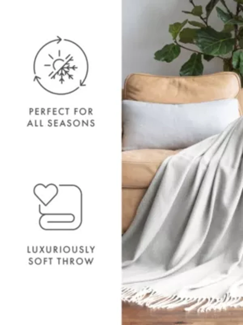 Dusk Blue Herringbone Throw Blanket