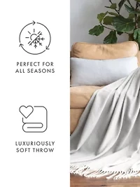 Dusk Blue Herringbone Throw Blanket